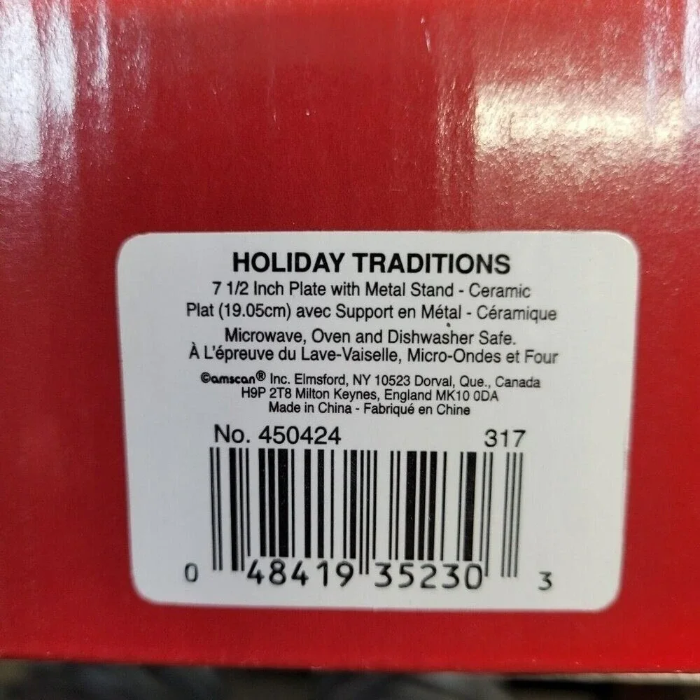 Holiday Traditions Amscan Christmas Ceramic Plate Cream Snowman Season of‎ Peace
